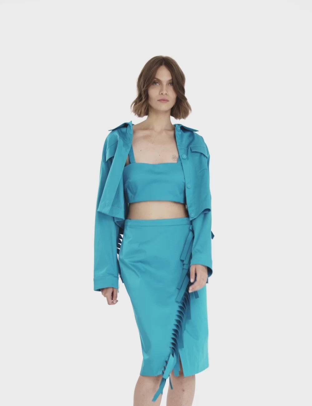 Jijil Giacca crop con frange Offerte