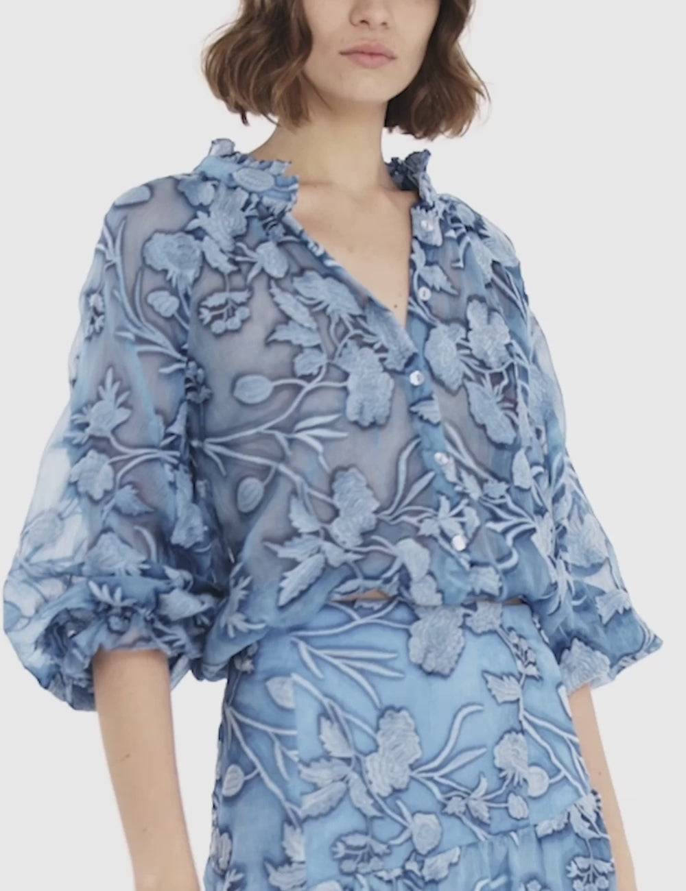 Jijil Camicia crop ricamata Vendita Economica