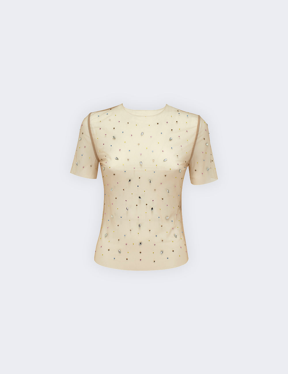 Jijil T-shirt trasparente con strass Presa