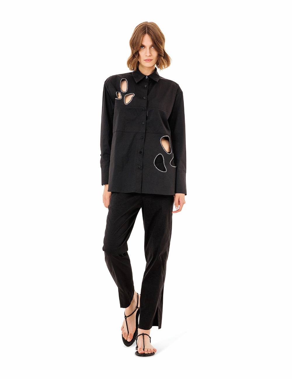 Jijil Camicia in misto cotone con inserti In Vendita