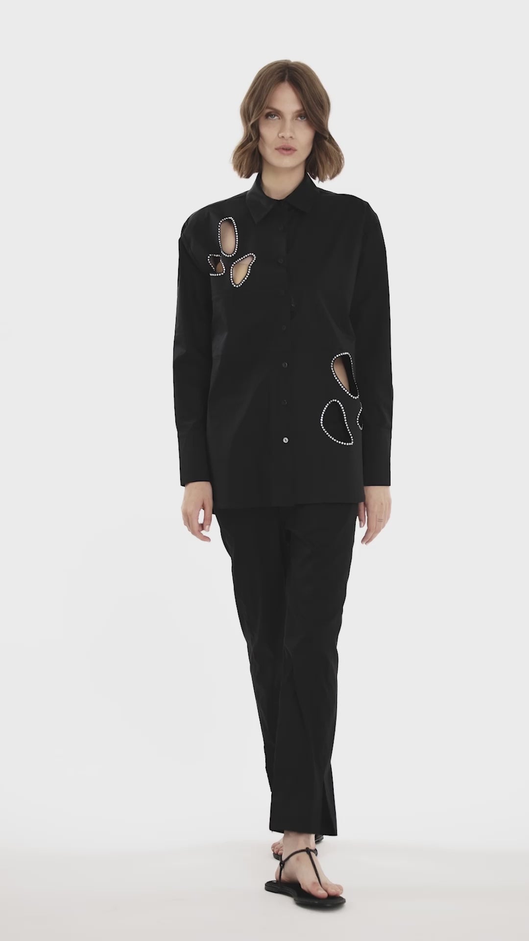 Jijil Camicia in misto cotone con inserti In Vendita