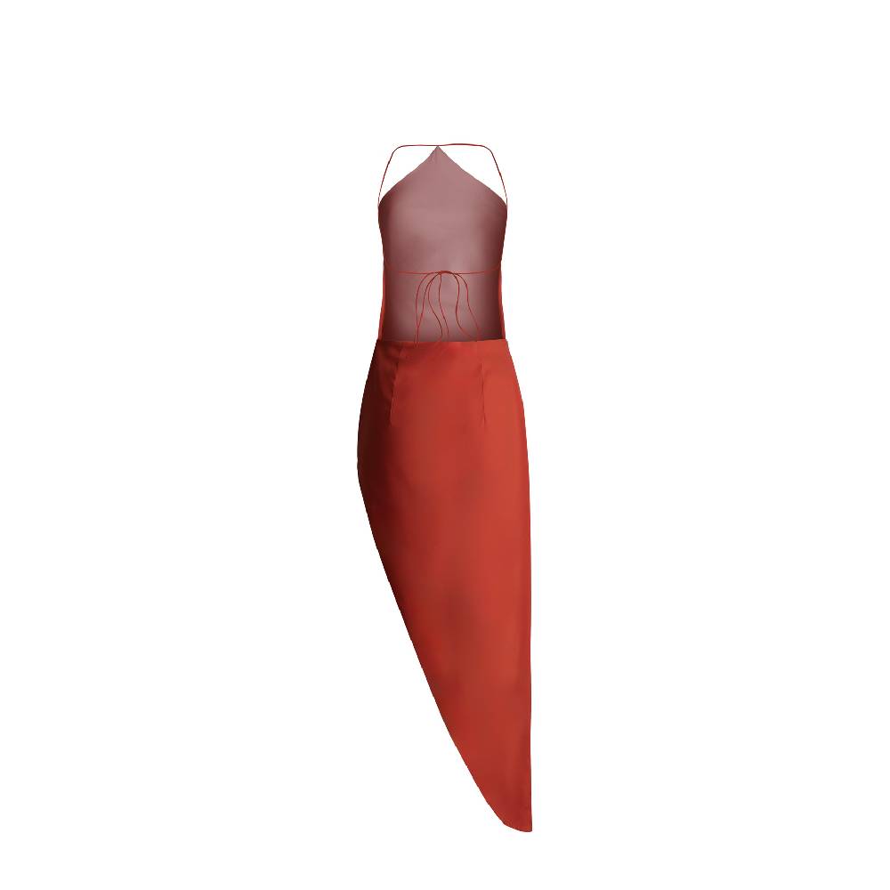 Nineminutes REVERSIBLE – THE TOMI MIDI CREPE ORANGE Vendite Flash