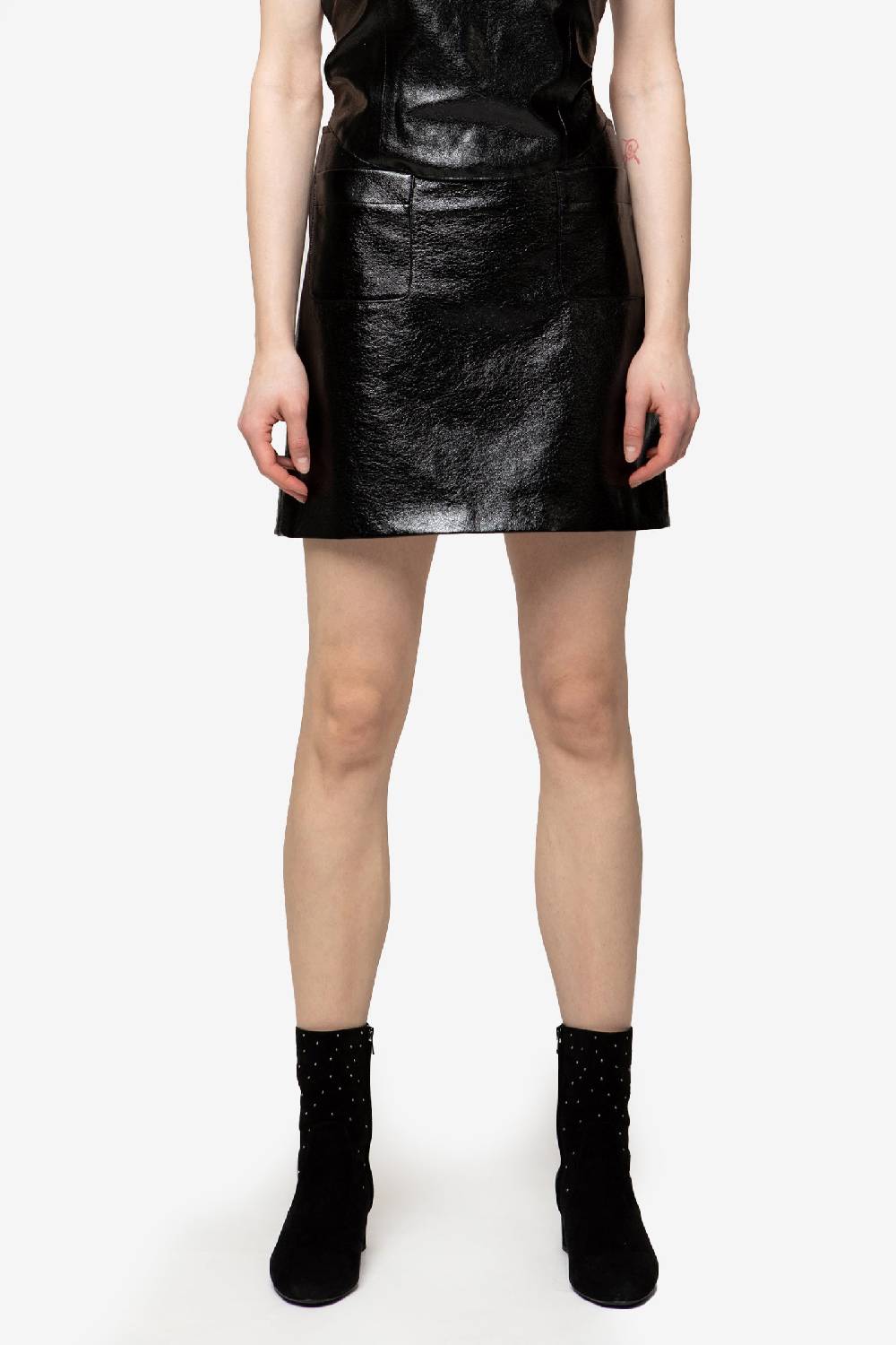 Kristina Ti LOUISA - Vinyl mini skirt Vendita Calda