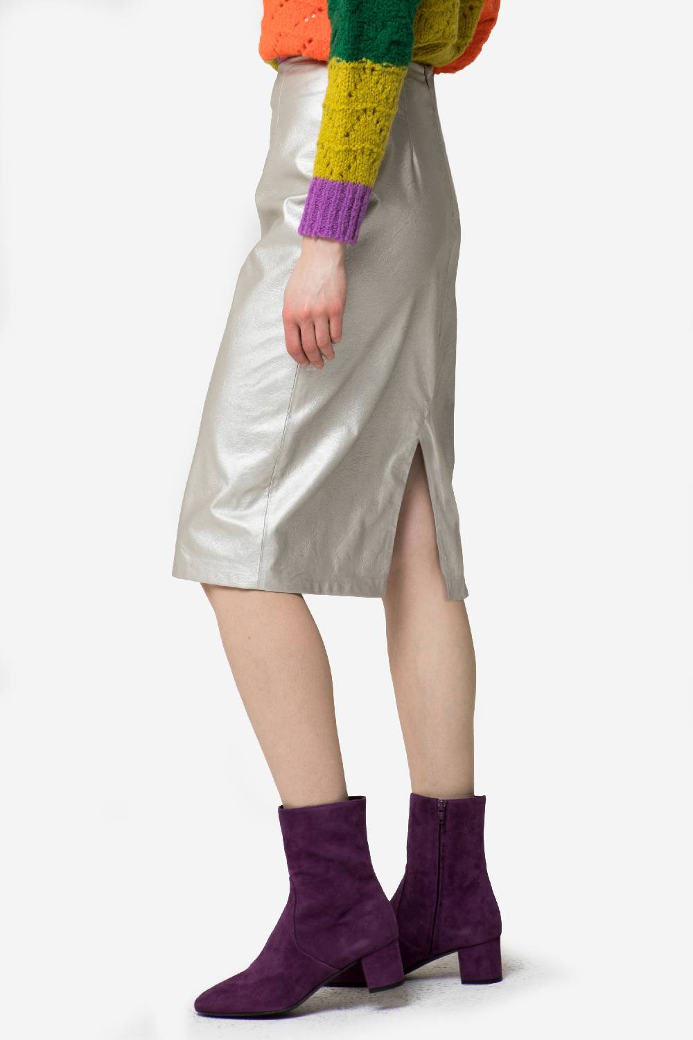 Kristina Ti JANE - Eccentric silver eco-leather sheath dress Negozio