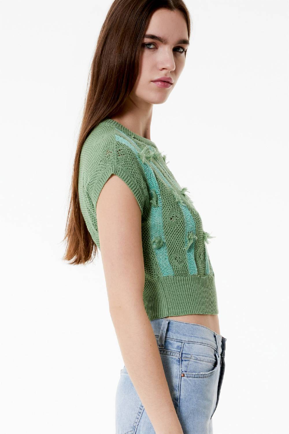 Kristina Ti TEA - Knitted crop top Fringe Nuovo