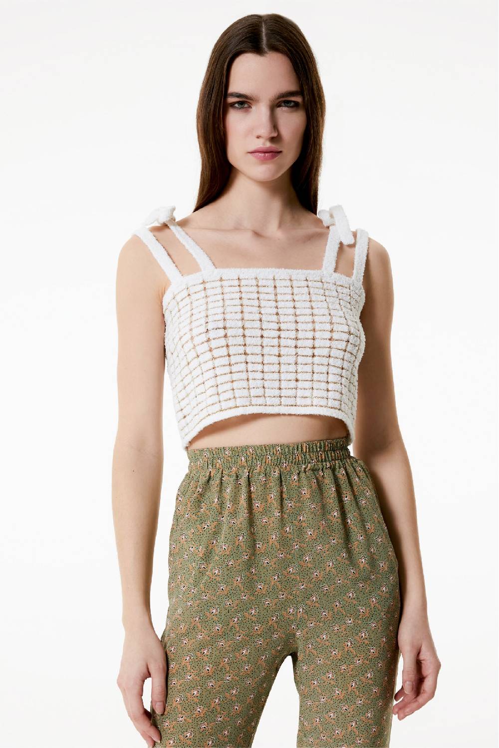 Kristina Ti GIULIA - Crop top with shoulder pads Goldy Vendita