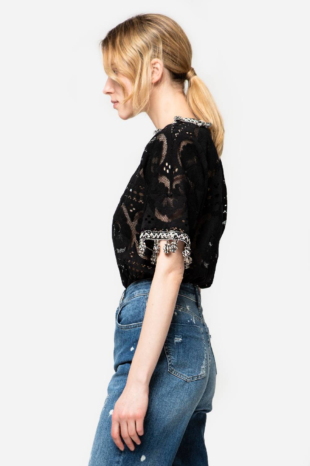 Kristina Ti ALTHEA - Short sleeve lace blouse Consegna Veloce