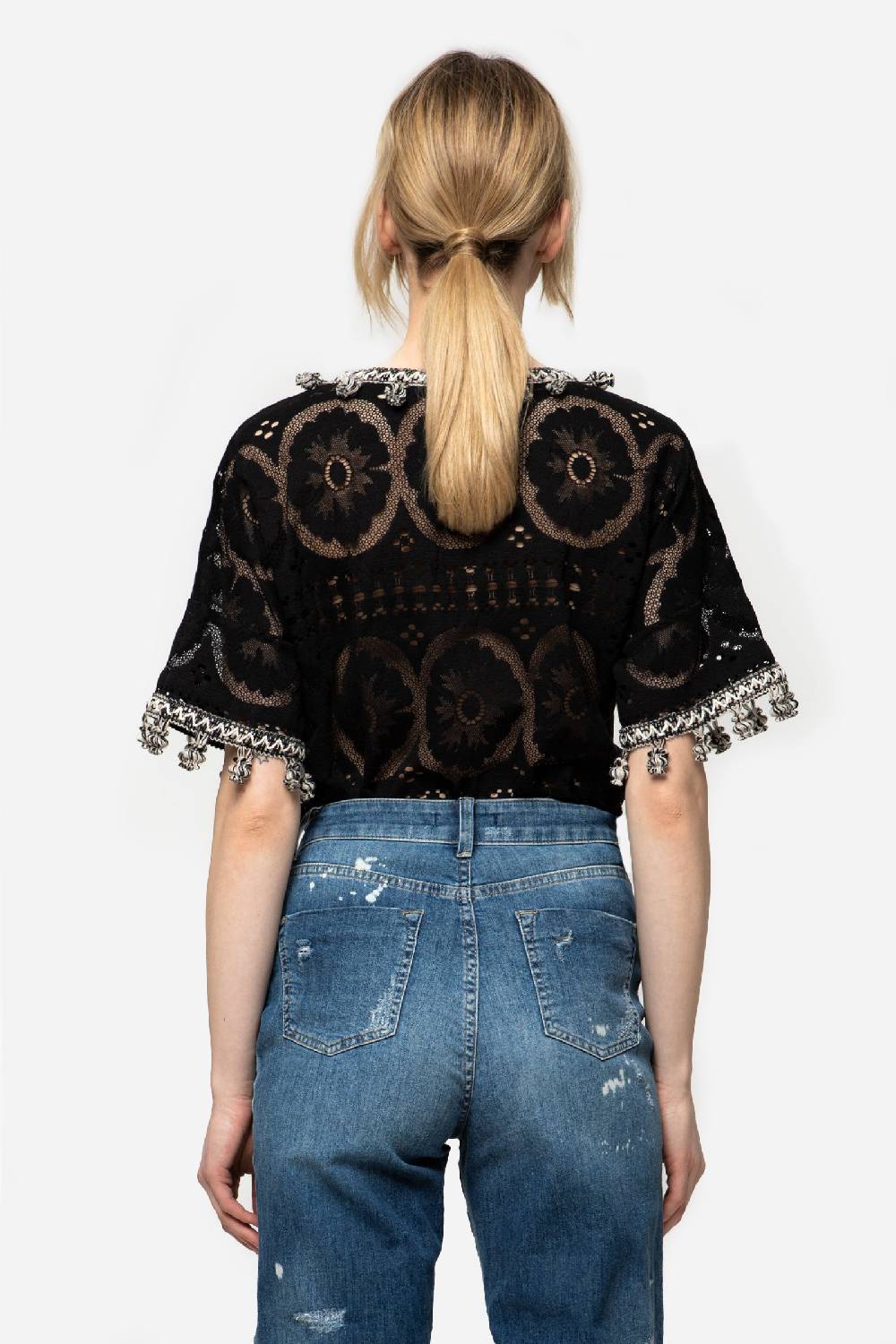 Kristina Ti ALTHEA - Short sleeve lace blouse Consegna Veloce
