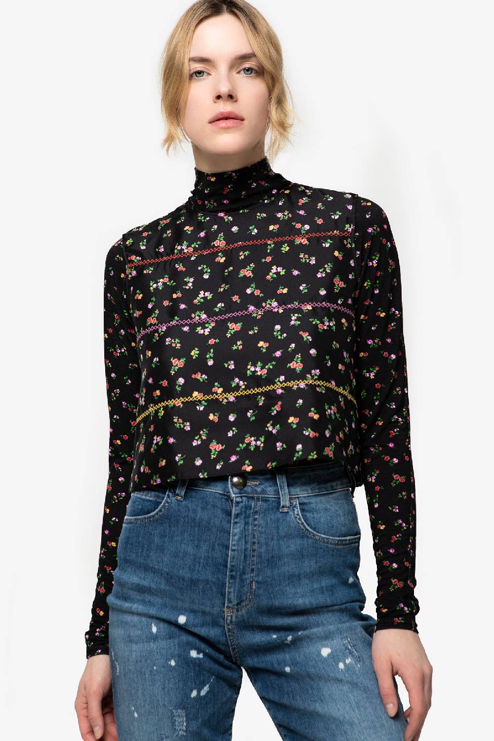 Kristina Ti AMARILLI - Silk microflower top Sottocosto