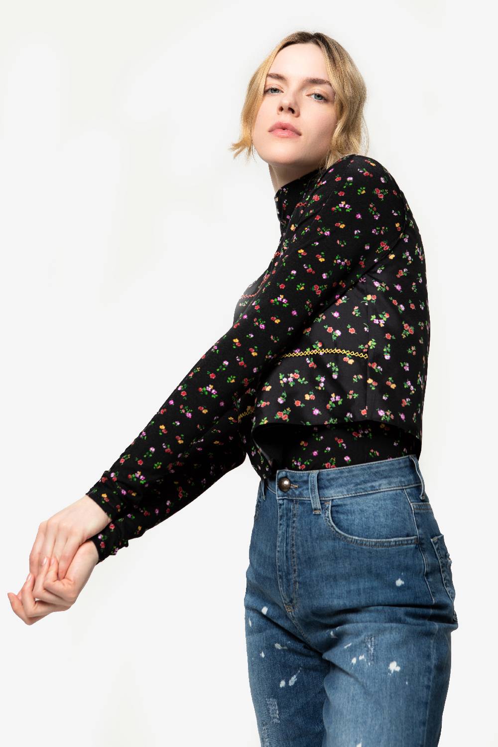 Kristina Ti AMARILLI - Silk microflower top Sottocosto