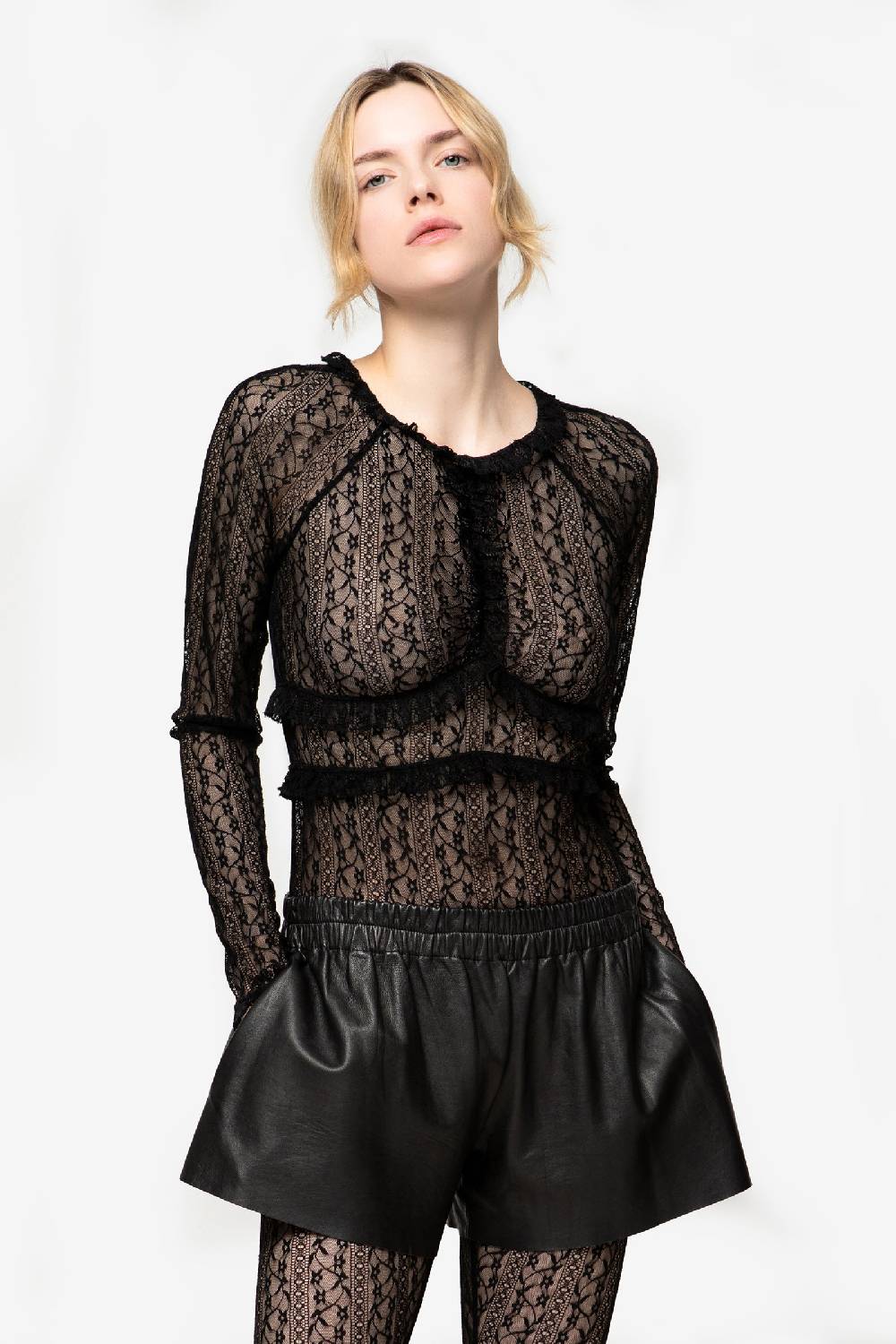 Kristina Ti YVONNE - Undress crew neck lace bodysuit Vendite Flash