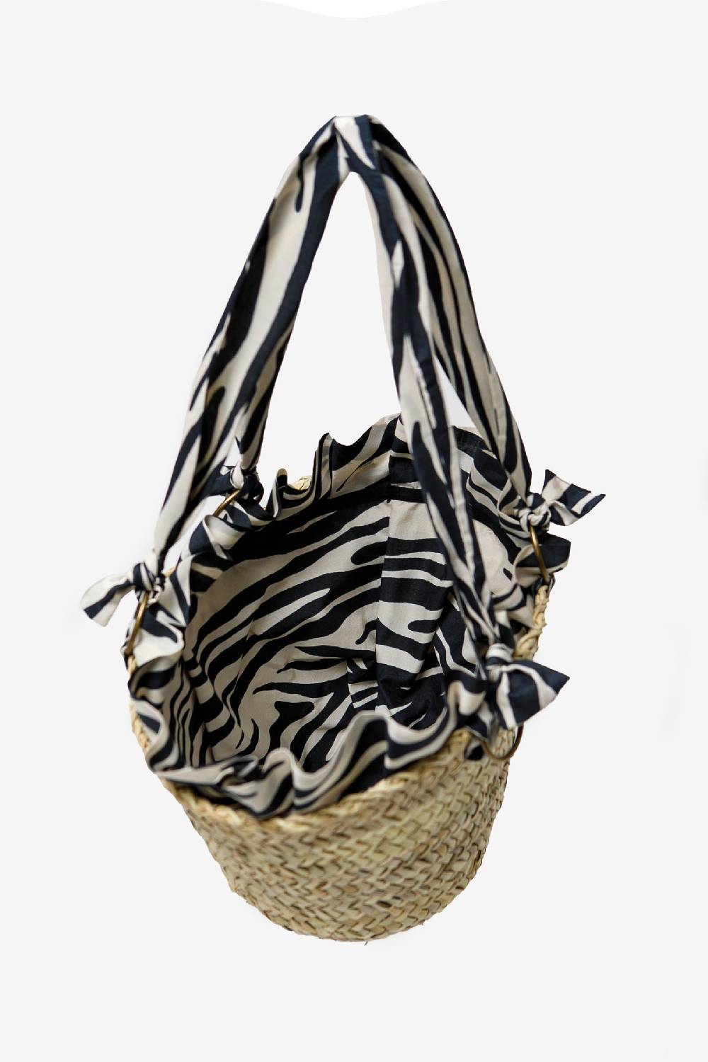 Kristina Ti AMALFI - Animal print medium straw bag Sconto