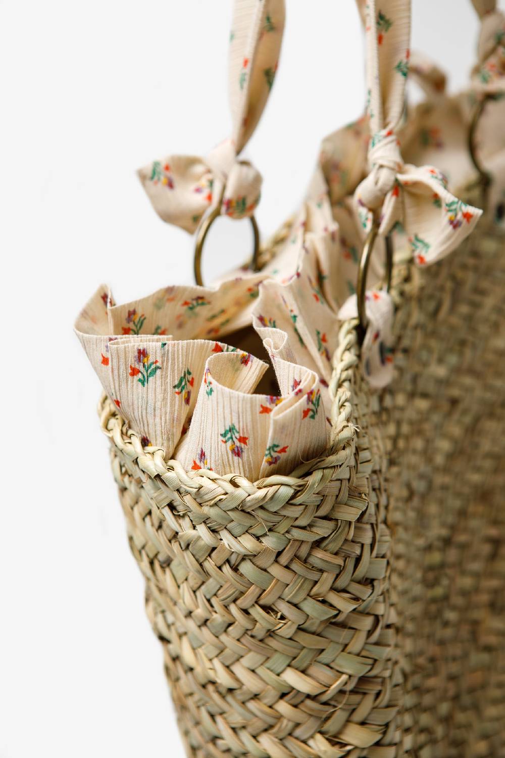 Kristina Ti POSITANO - Medium microflower straw bag Offerta