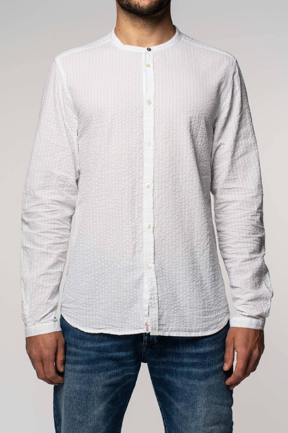 ﻿Officina 36 Camicia in seersucker rigato bianco