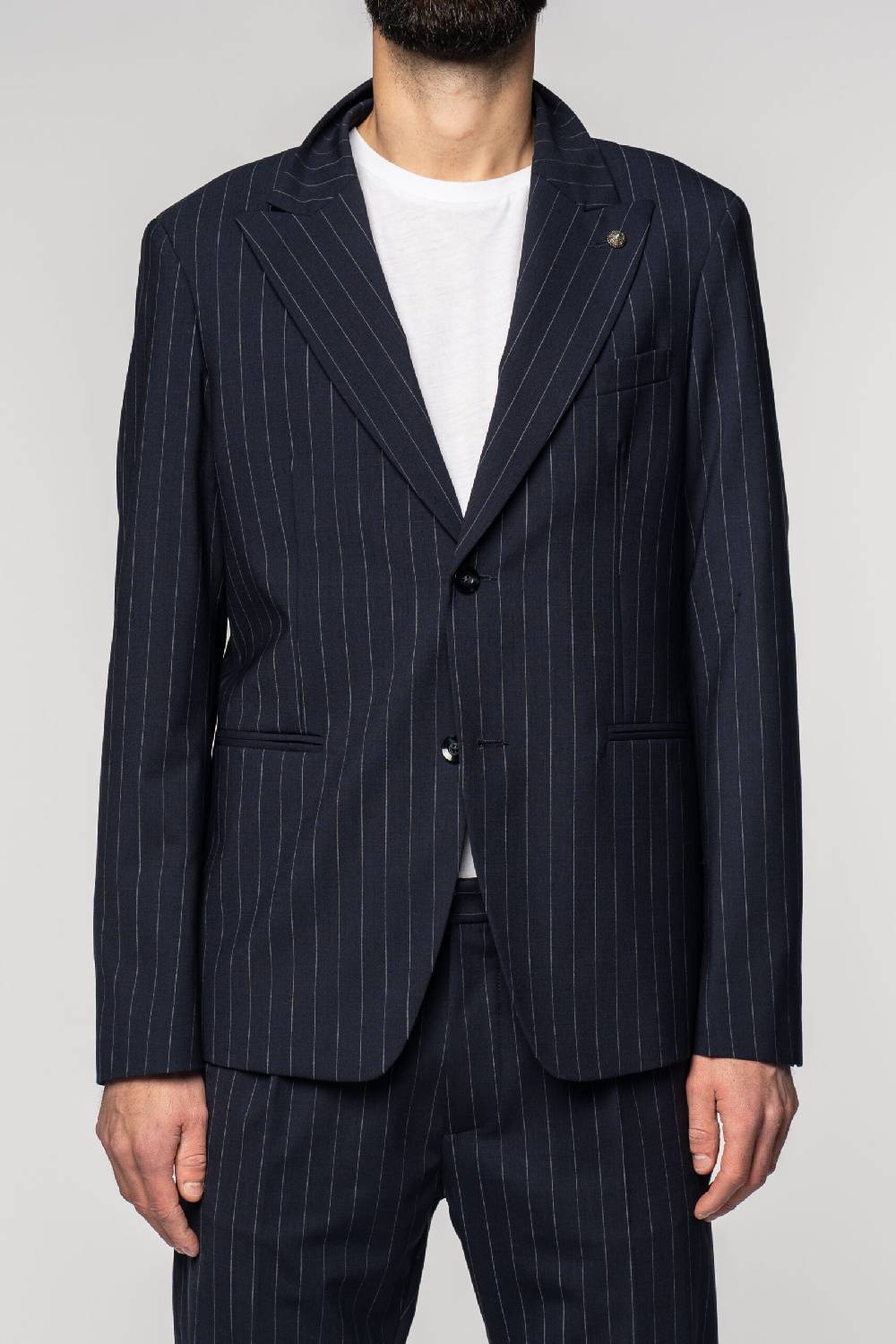 Officina 36 Abito in tela fresco lana gessata blu Online