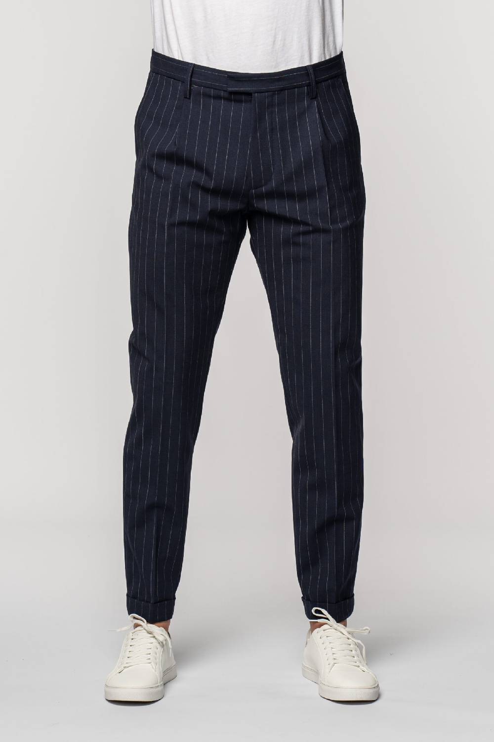 Officina 36 Abito in tela fresco lana gessata blu Online