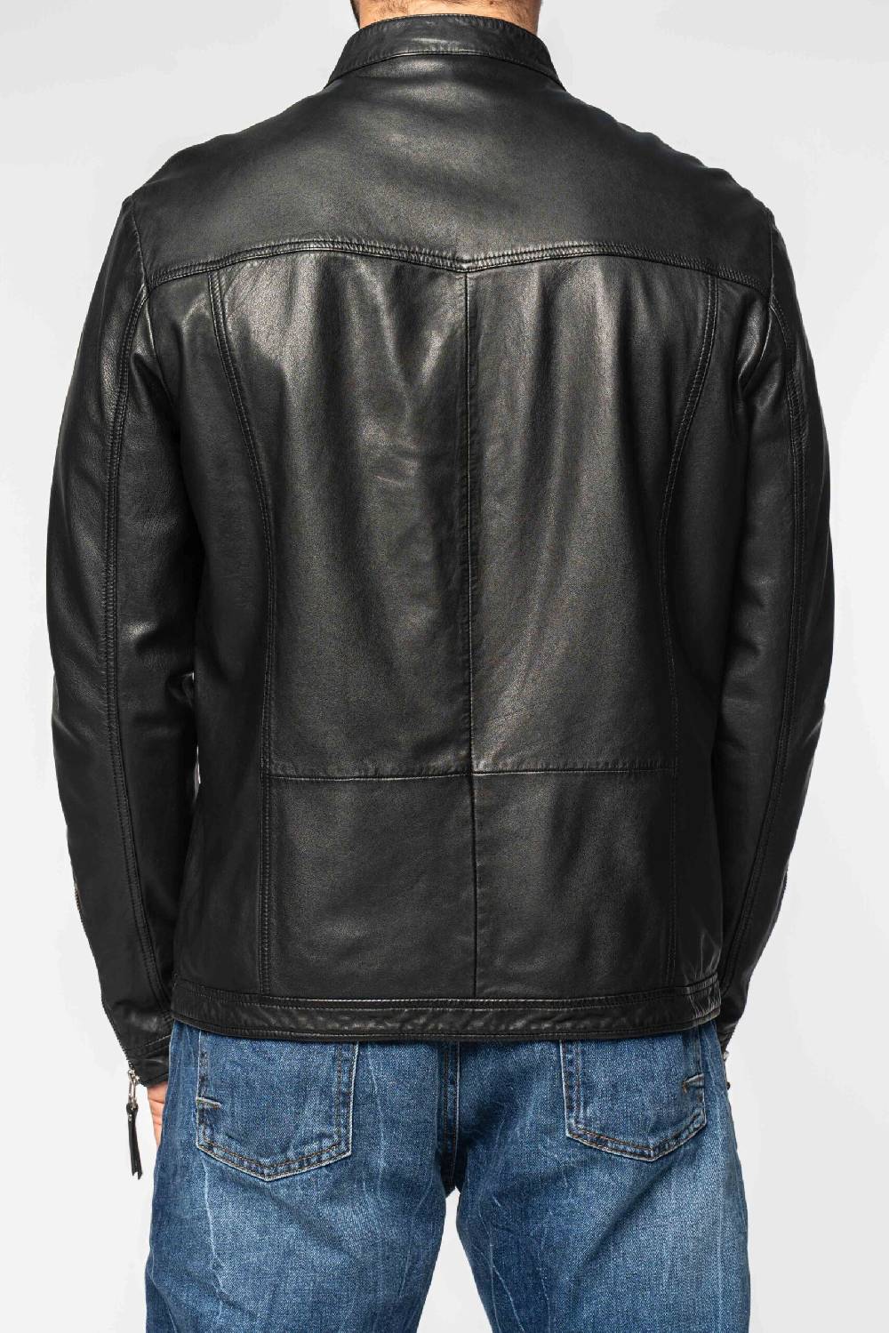 Officina 36 Biker nero in nappa lavata Outlet
