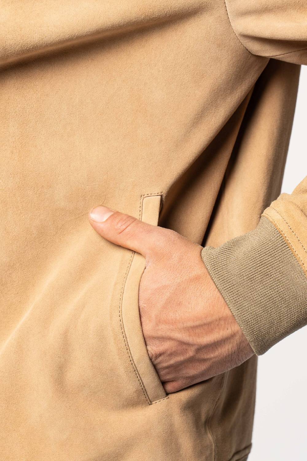 Officina 36 Bomber beige in suede In Vendita