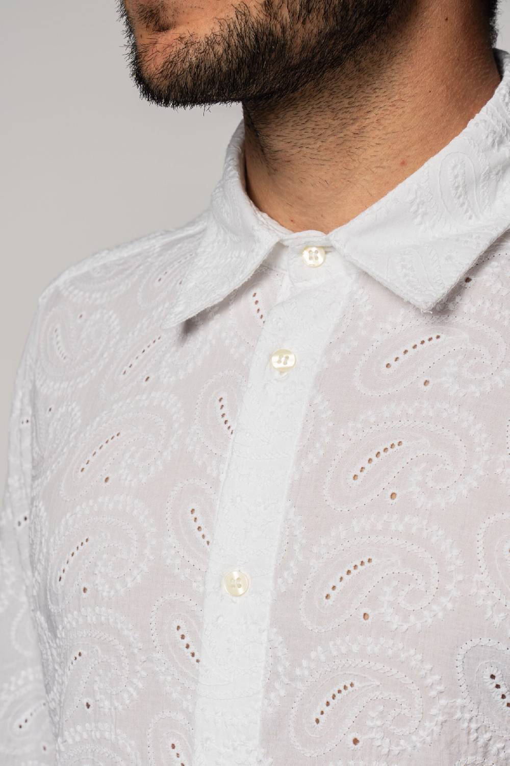 Officina 36 Camicia bianca in sangallo a fantasia Hotsell