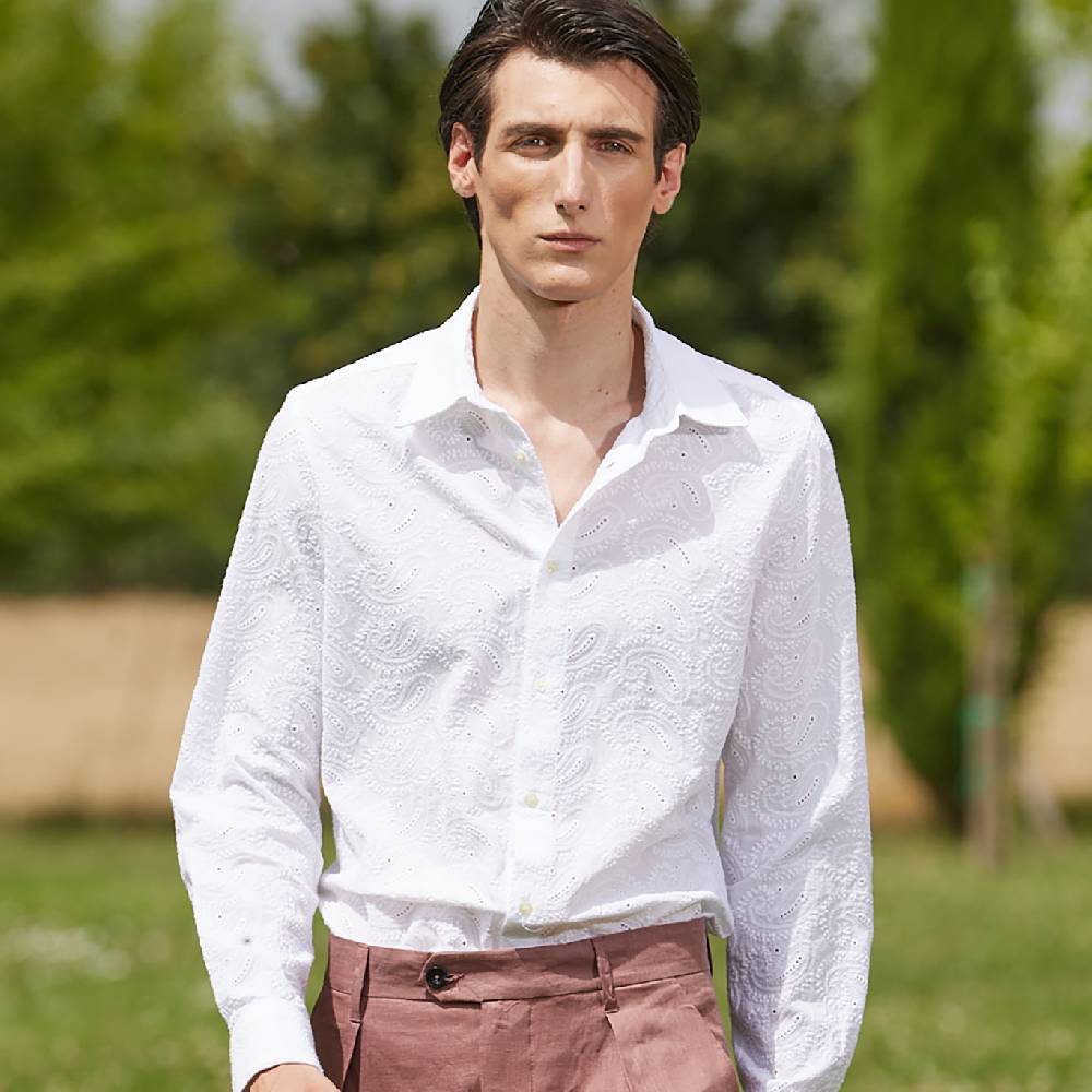 Officina 36 Camicia bianca in sangallo a fantasia Hotsell