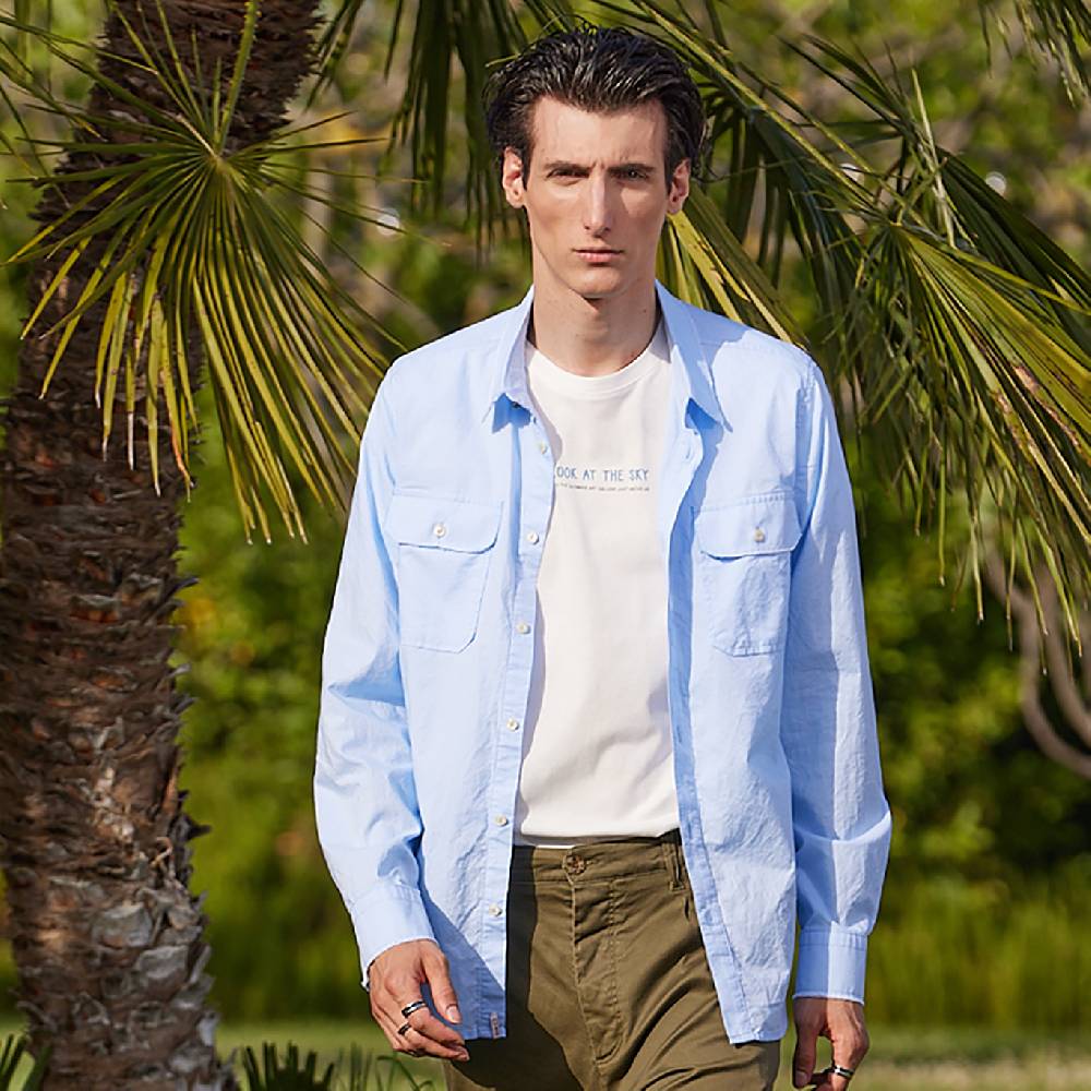 Officina 36 Camicia in oxford color cielo Moda