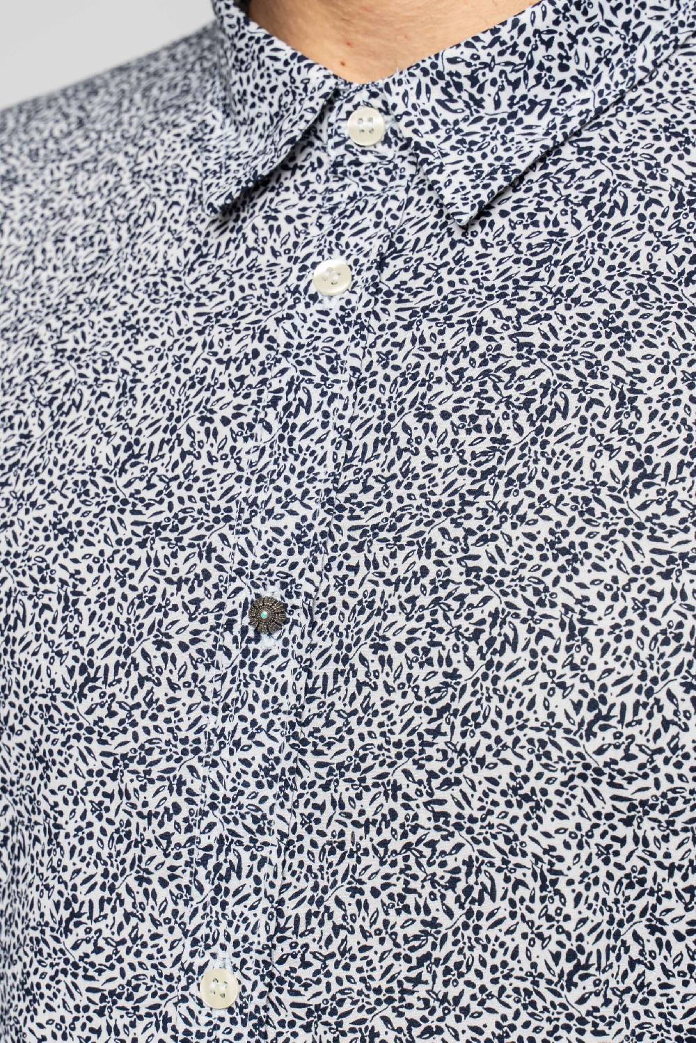 Officina 36 Camicia in popeline stampato blu Italy