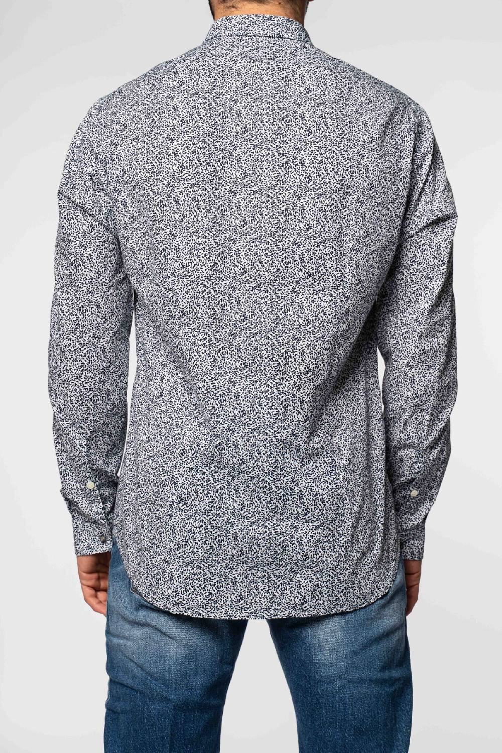 Officina 36 Camicia in popeline stampato blu Italy