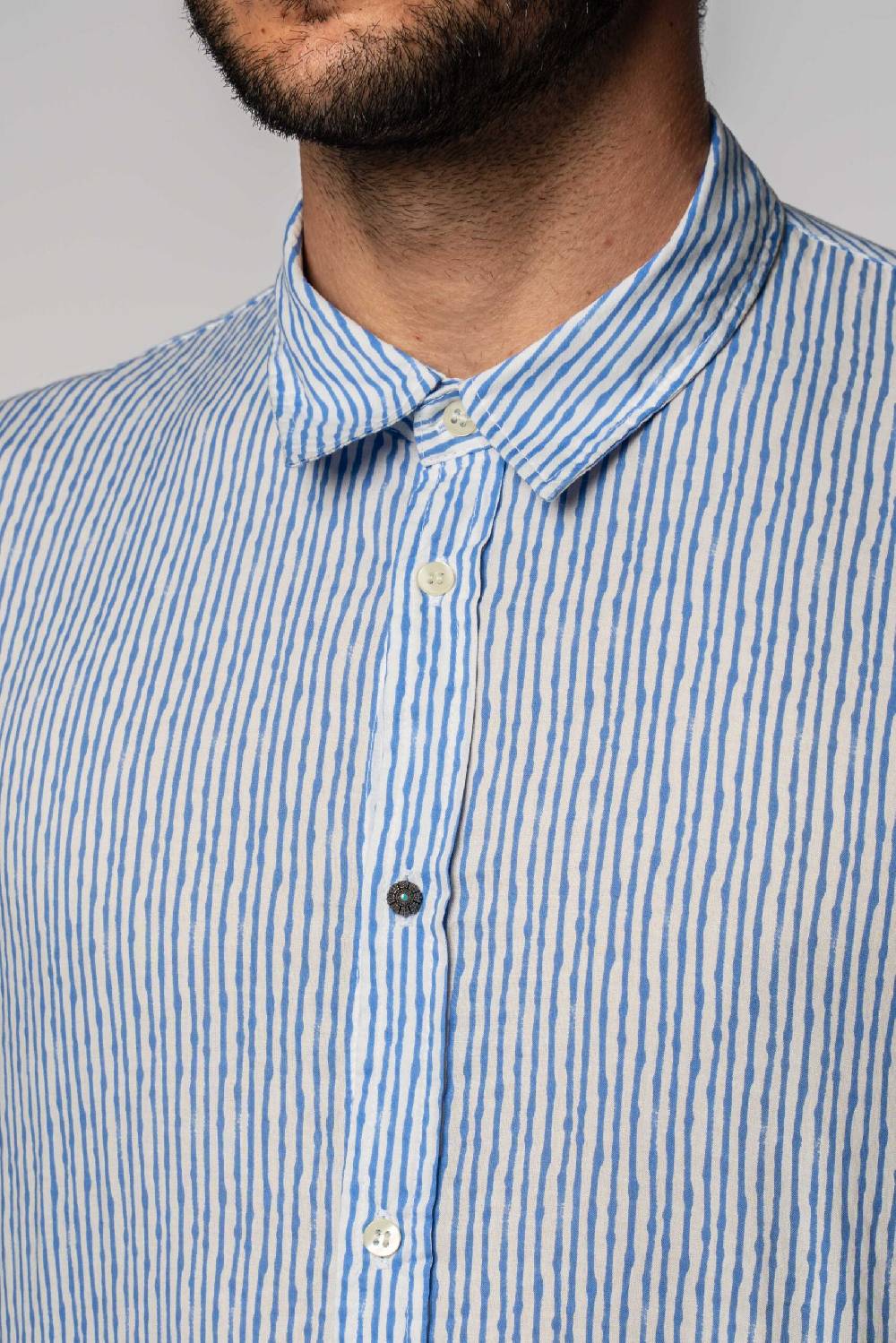 Officina 36 Camicia in popeline stampato color denim Italia
