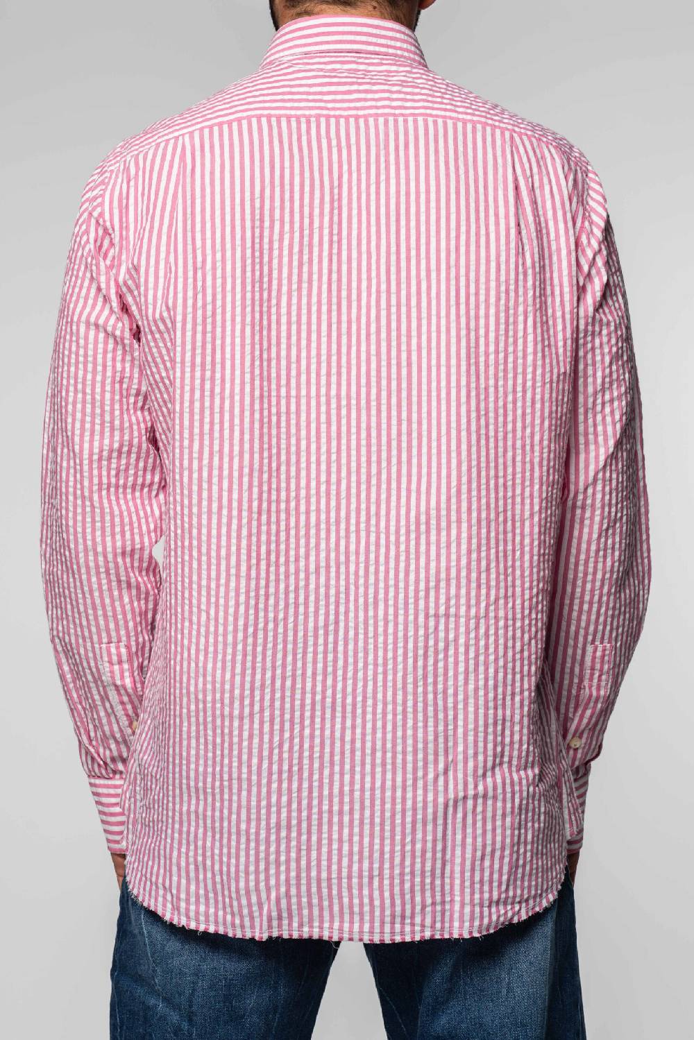 Officina 36 Camicia in seersucker rigato color bubble 2025