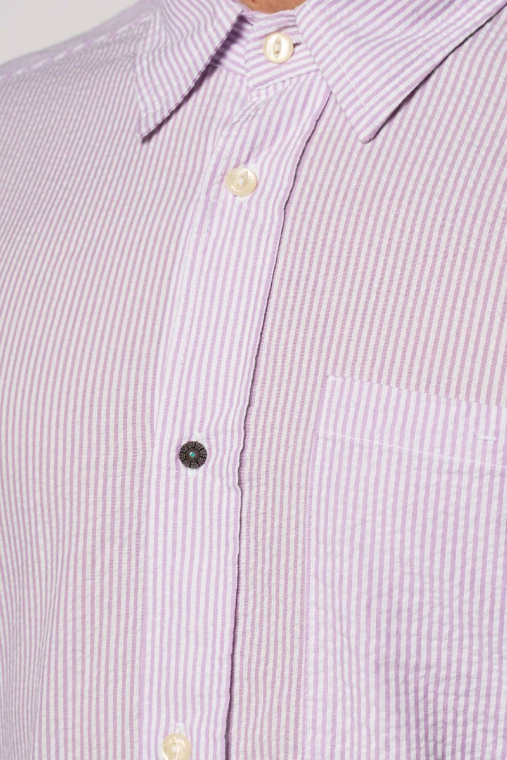 Officina 36 Camicia in seersucker rigato lilla In Linea