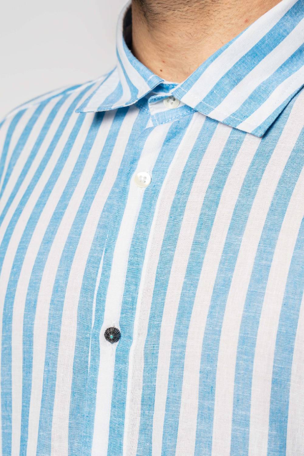 Officina 36 Camicia in tela a righe cobalto Nuovo