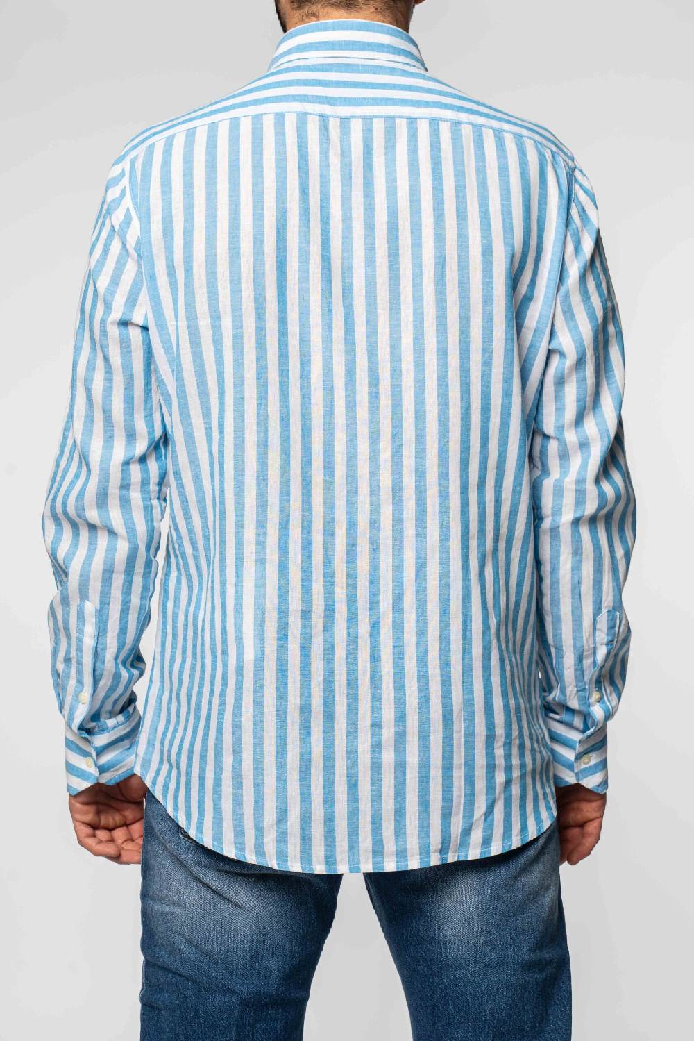 Officina 36 Camicia in tela a righe cobalto Nuovo
