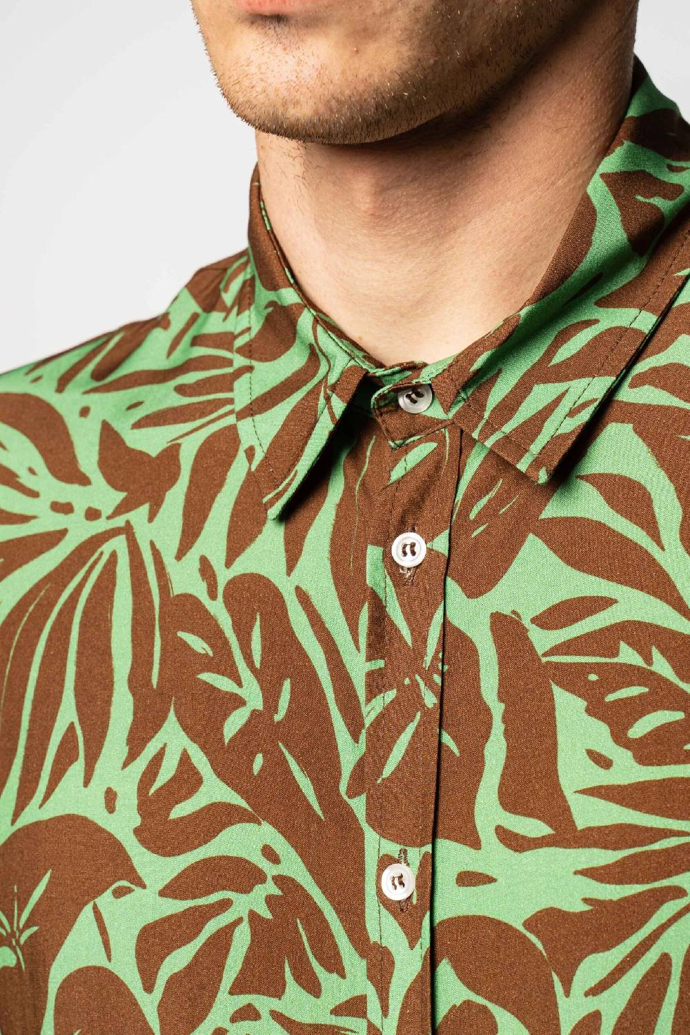 Officina 36 Camicia in viscosa stampata verde Pezzi Unici