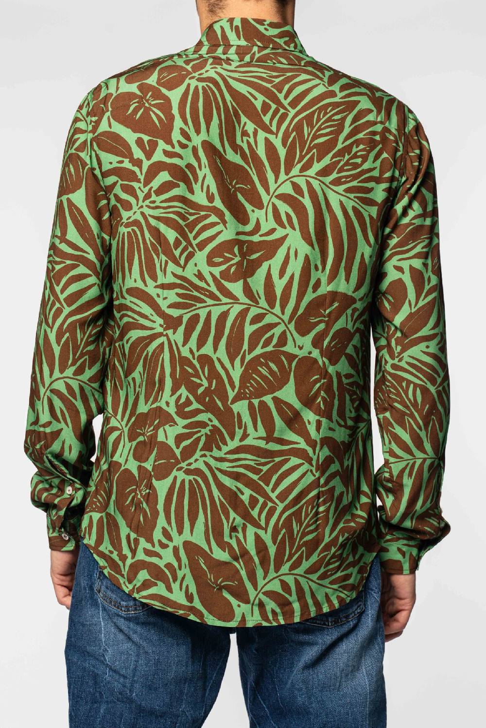 Officina 36 Camicia in viscosa stampata verde Pezzi Unici