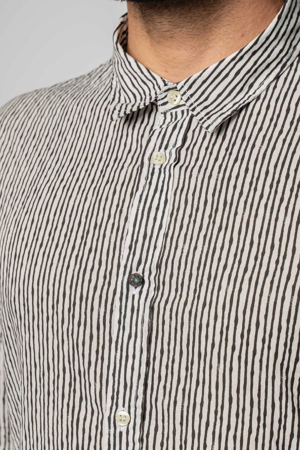 Officina 36 Camicia nera in popeline stampato Negozi Online