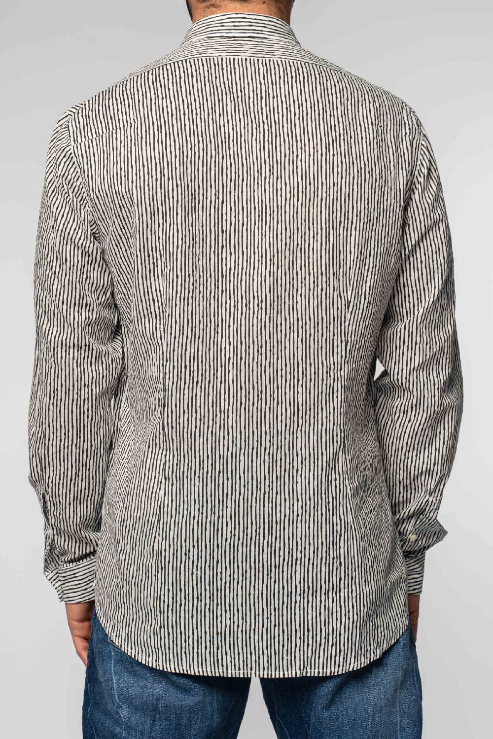Officina 36 Camicia nera in popeline stampato Negozi Online