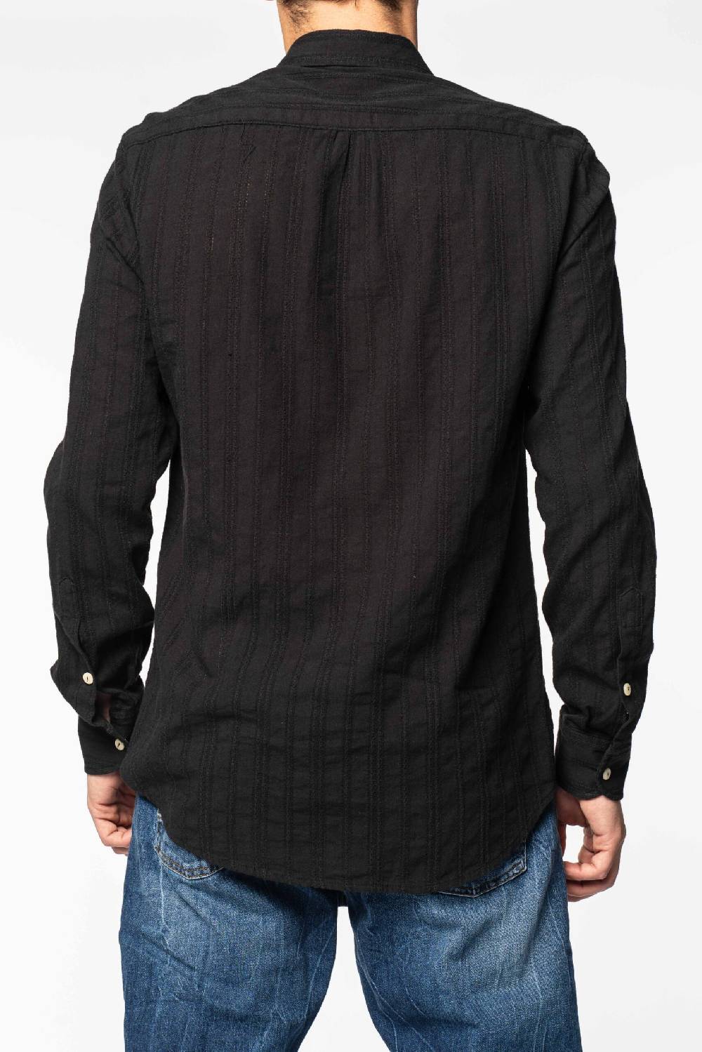 Officina 36 Camicia nera in sangallo rigato Acquista Ora