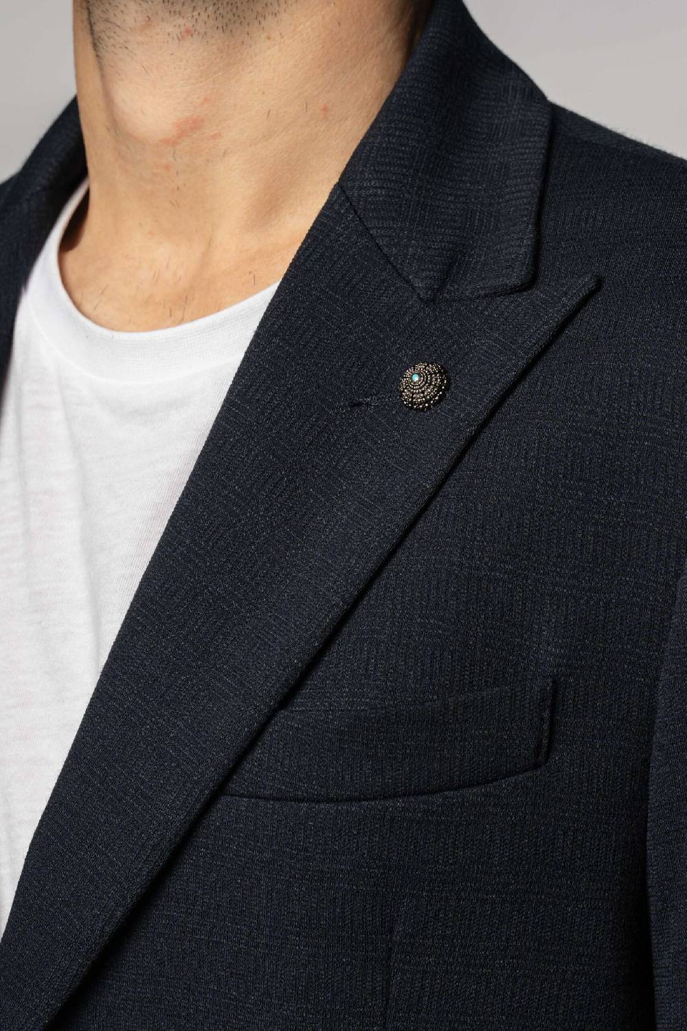 Officina 36 Giacca blu in jacquard in maglia Prezzo Ridotto
