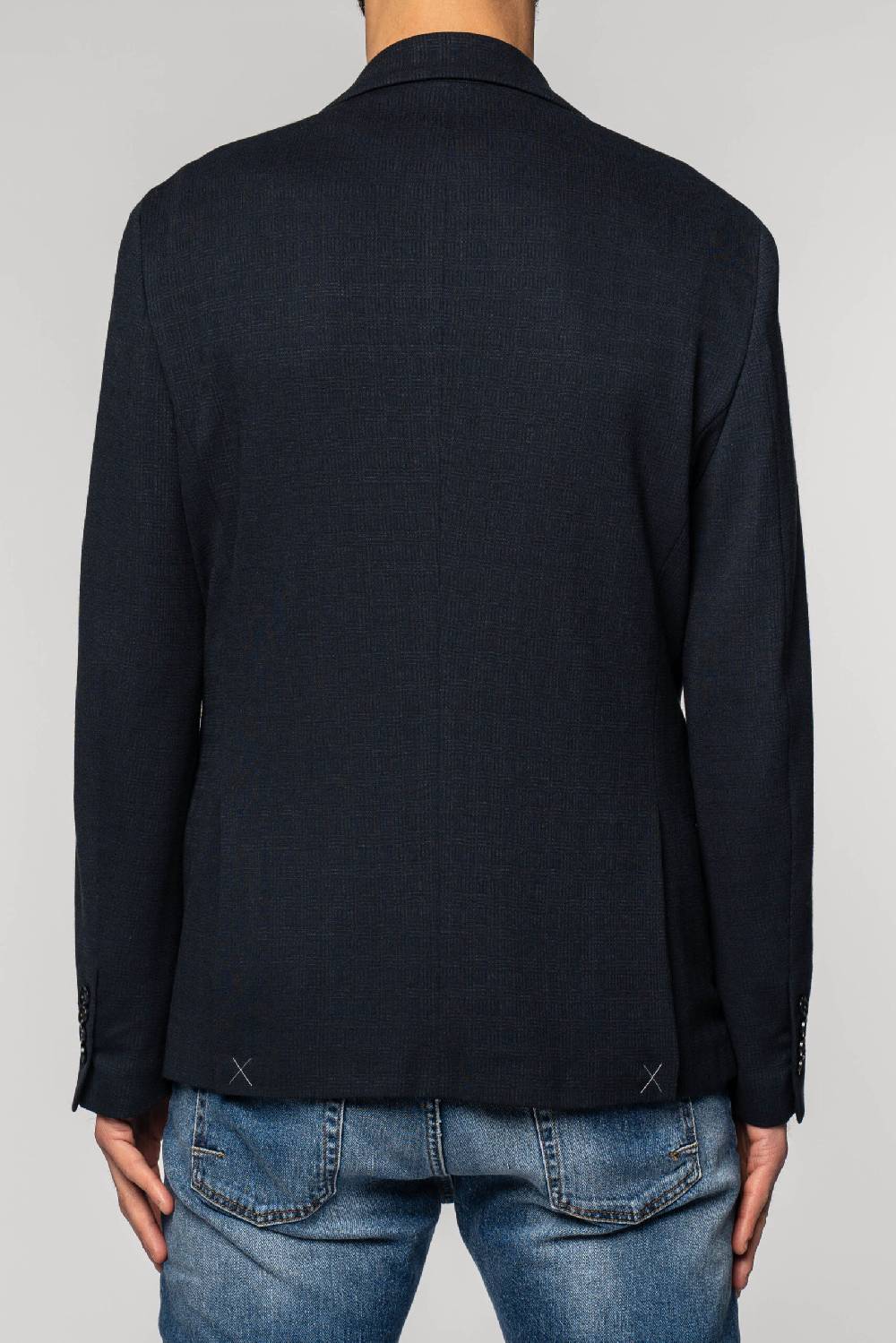 Officina 36 Giacca blu in jacquard in maglia Prezzo Ridotto