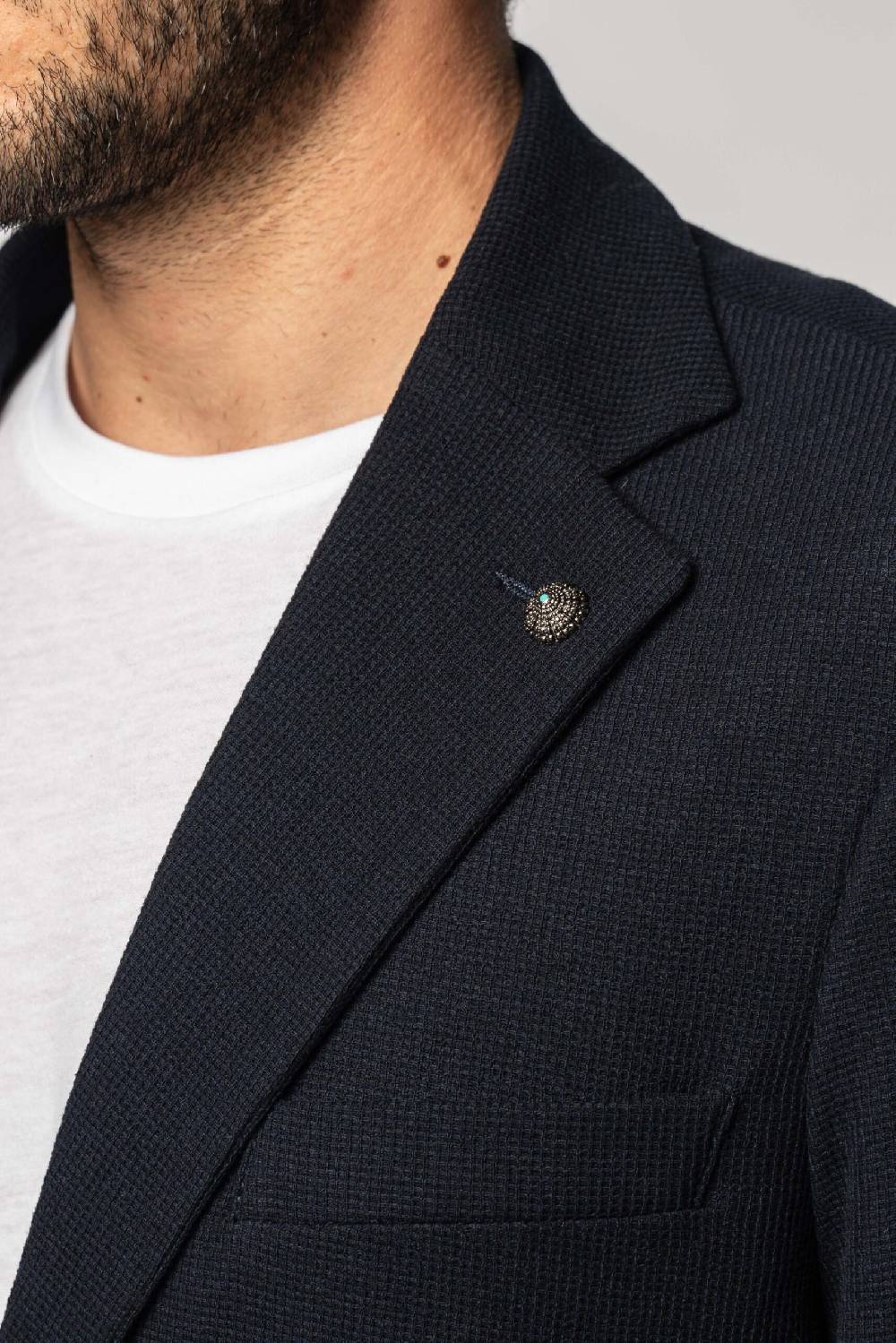 Officina 36 Giacca blu in nido d’ape in maglia Sottocosto