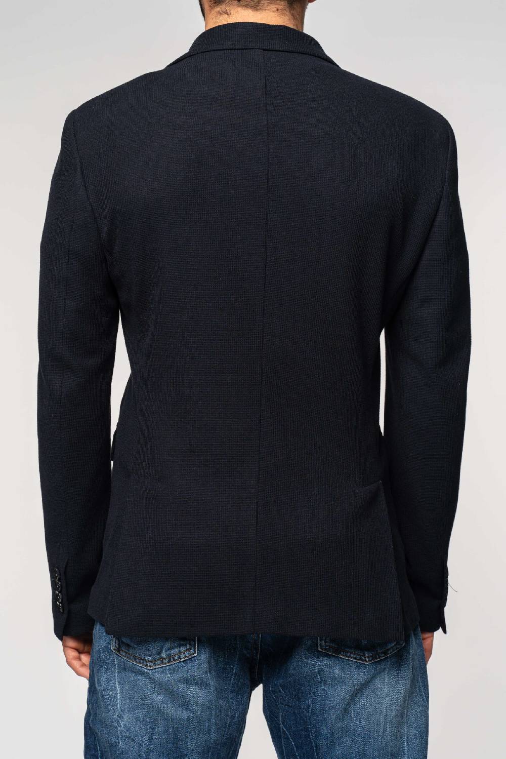 Officina 36 Giacca blu in nido d’ape in maglia Sottocosto