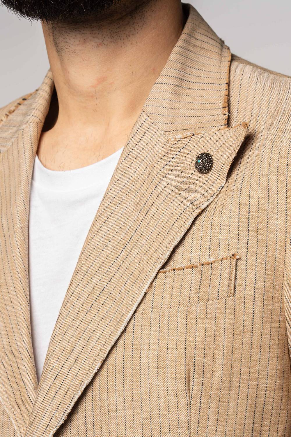 Officina 36 Giacca in tessuto gessato beige Saldi