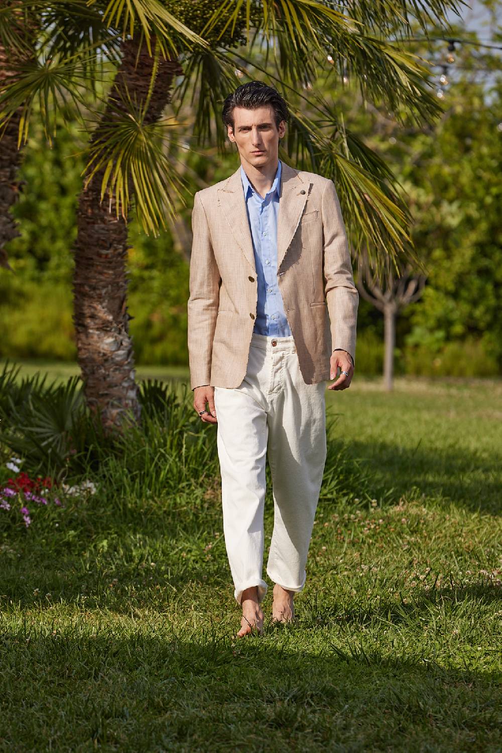 Officina 36 Giacca in tessuto gessato beige Saldi
