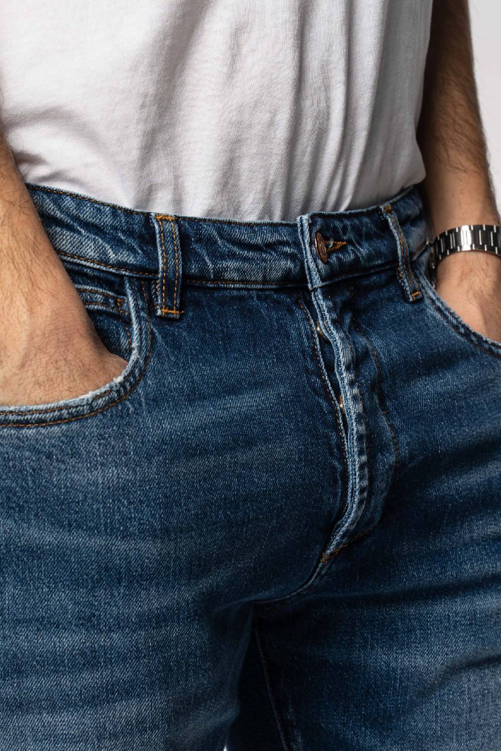 Officina 36 Jeans in denim blu con lavaggio chiaro Negozio