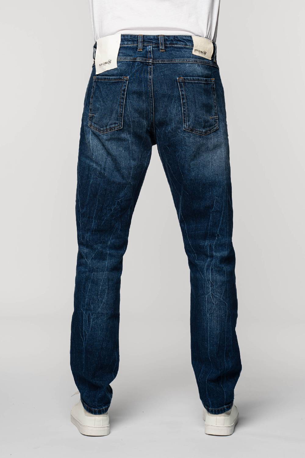 Officina 36 Jeans in denim blu con lavaggio medio In Saldo