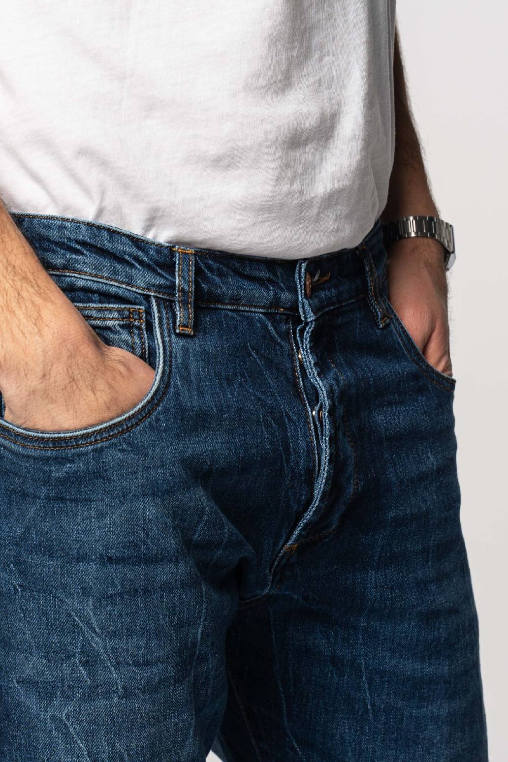 Officina 36 Jeans in denim blu con lavaggio medio In Saldo