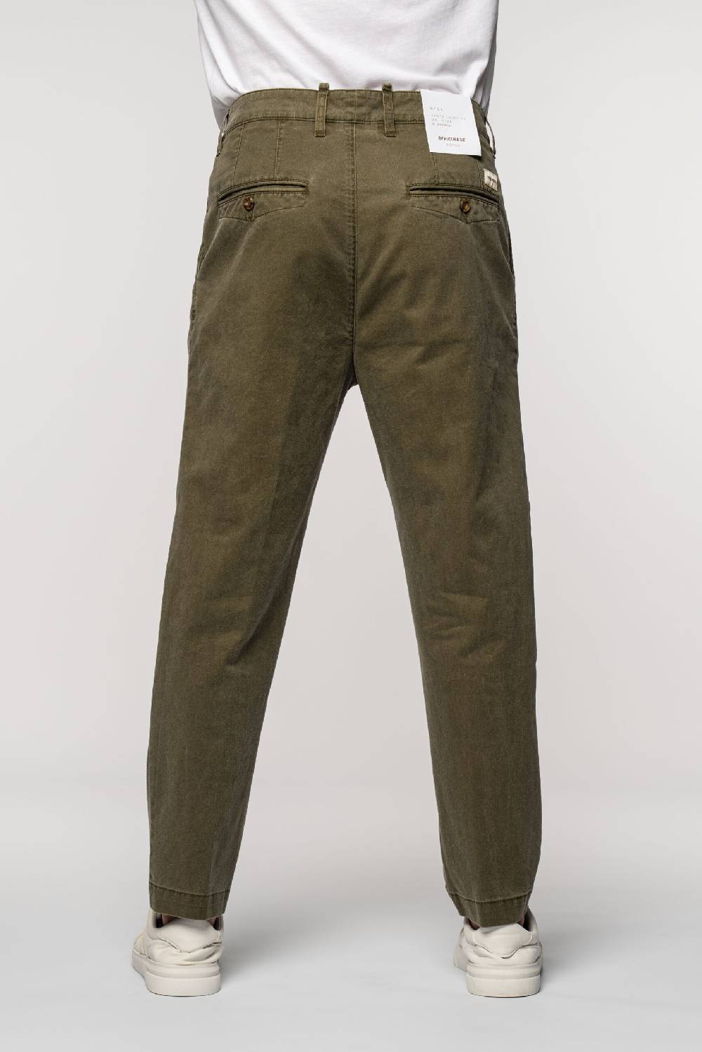 Officina 36 Pantaloni in gabardina delavè verde militare Moda