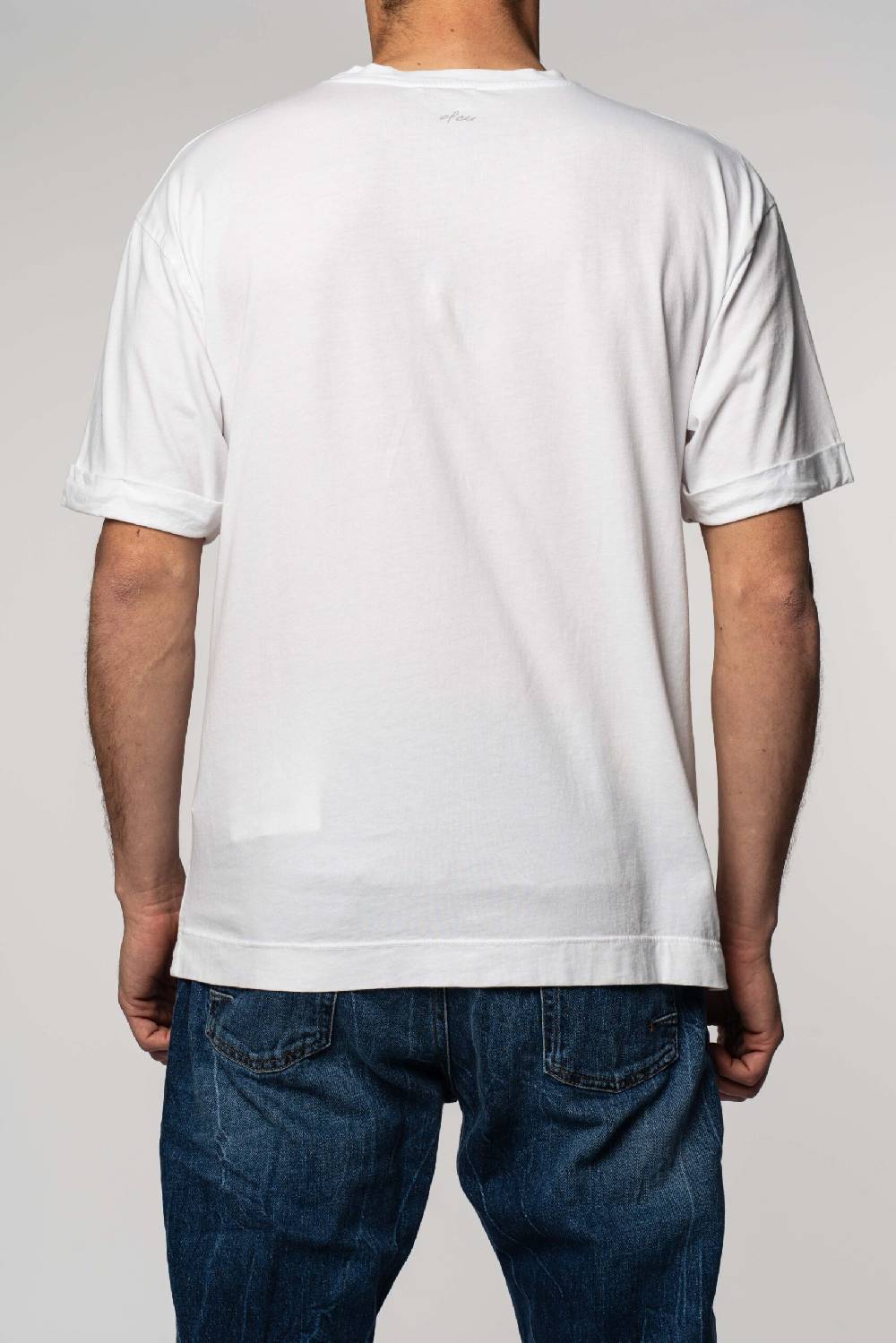 Officina 36 T-shirt bianca in jersey con taschino a contrasto Vendita