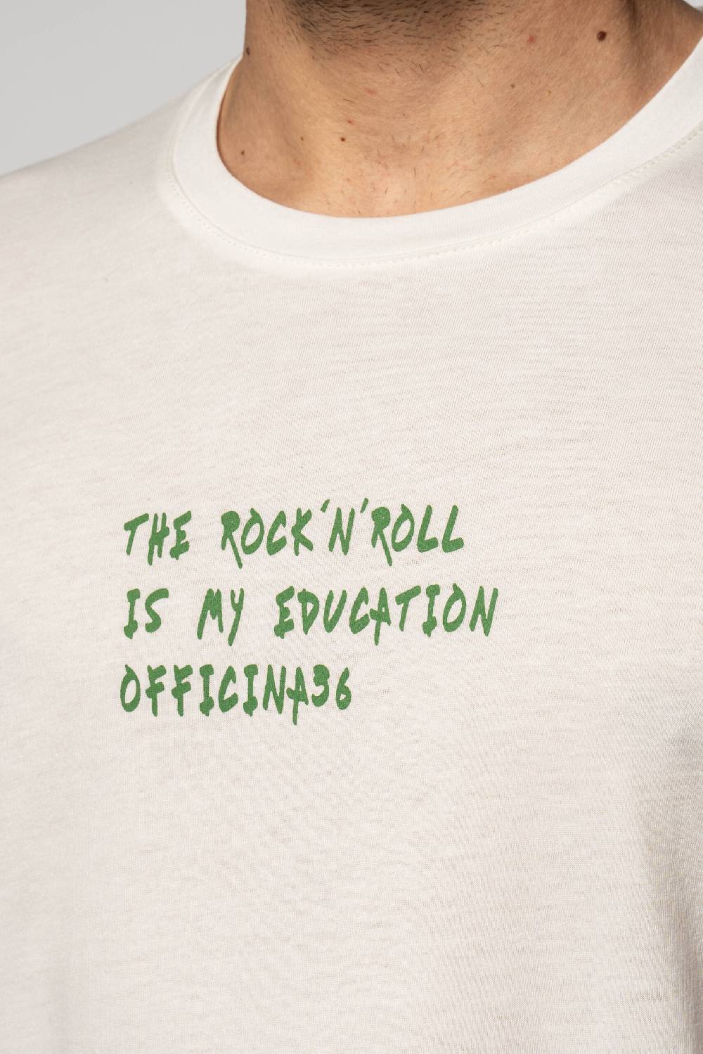 Officina 36 T-shirt in jersey con stampa color latte Spedizione Gratuita
