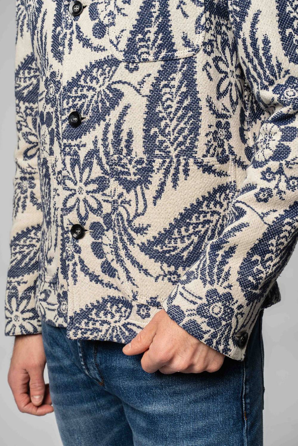 Officina 36 Work Jacket in jacquard a fantasia blu Qualità Garantita